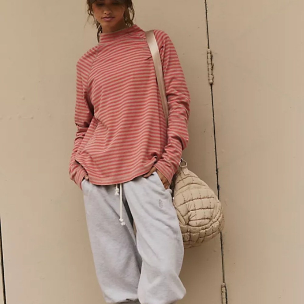 LAST ONE! Free People Movement Restoration Yarn Dye Stripe Layer Top Stripe Sand - Picture 5 of 5